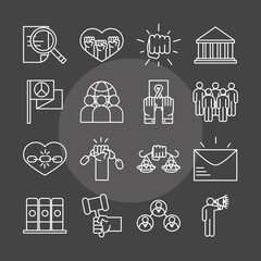 international human rights day contains icons set people chain hand peace line style