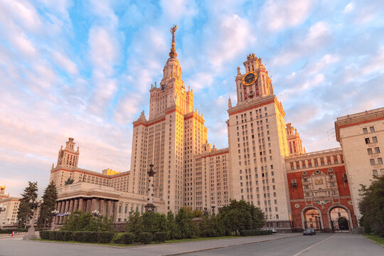 The main campus of Lomonosov Moscow state University. Majestic building in the architectural style of the Stalinist Empire