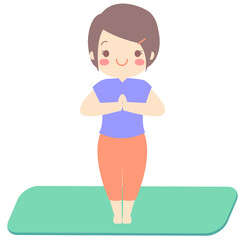 ヨガをする女性（山のポーズ）