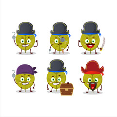 Cartoon character of green leaves with various pirates emoticons