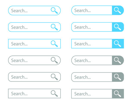 Search Bar graphic icon template. Set of search bar boxes symbol. Vector illustration image. Isolated on white background.