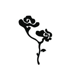 Flower stem logo icon petals sign symbol Hand drawn doodle ink sketch Abstract old ancient modern design Natural asian style Fashion print clothes apparel greeting invitation card banner poster flyer
