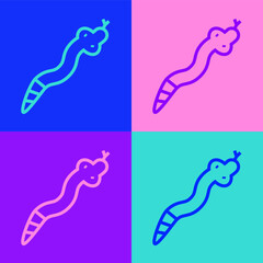 Pop art line Snake icon isolated on color background. Vector.