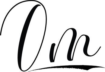 Obraz premium Om Cursive Calligraphy Black Color Text On White Background