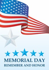 Memorial day, Flag of the United States. Remember and Honor, The American flag, The Stars and Stripes, Bright, colorful vector illustration
