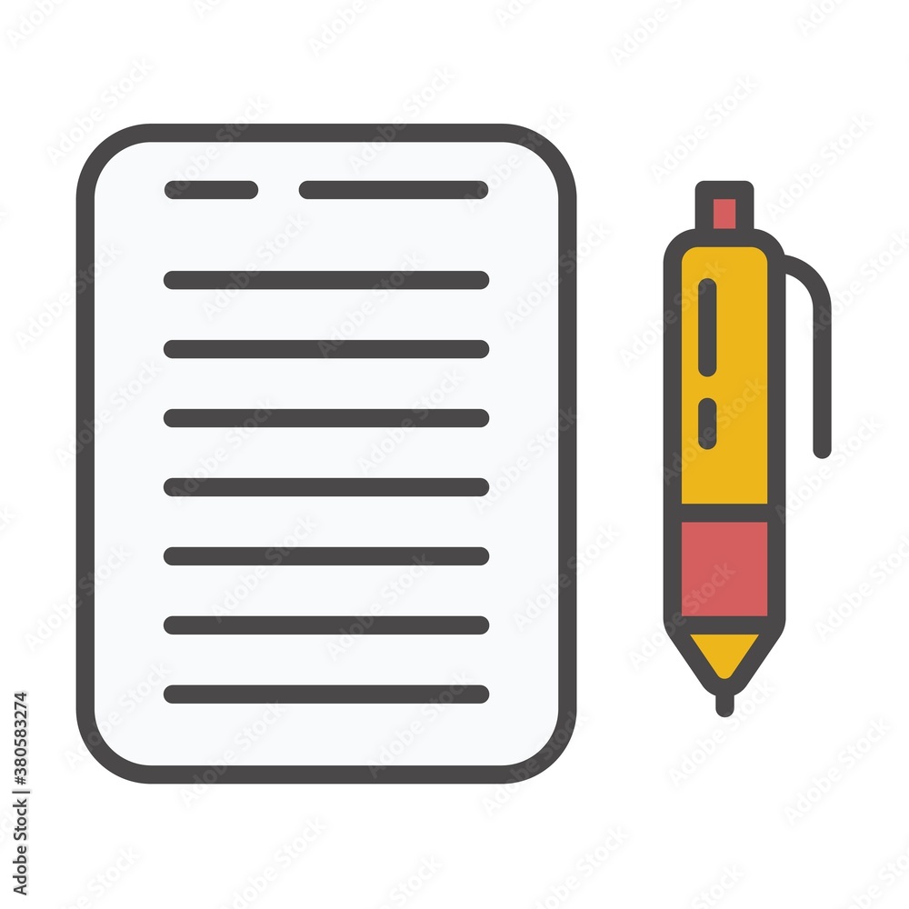 Poster notes and pen vector icon for computer and mobile phone apps