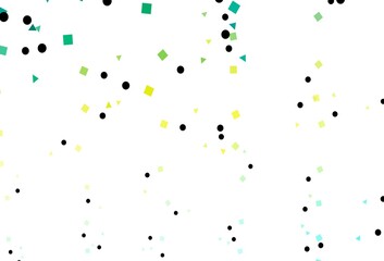 Light Green, Yellow vector background with triangles, circles, cubes.