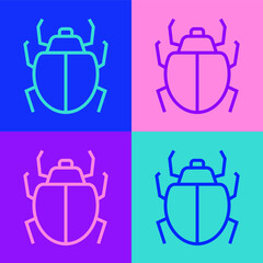 Obraz premium Pop art line Mite icon isolated on color background. Vector.