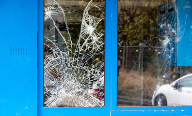 broken glass after vandalism	