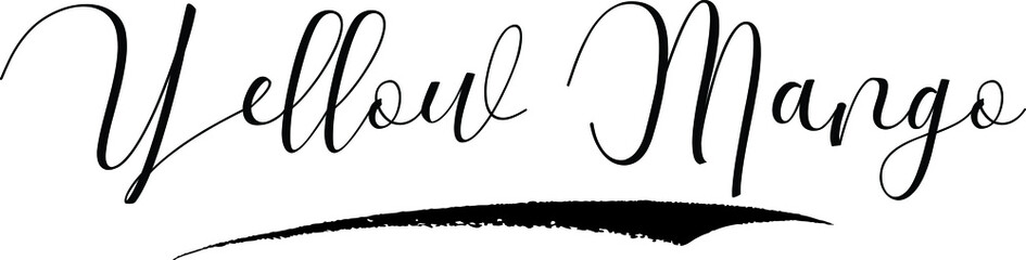 Yellow Mango Calligraphy Black Color Text On White Background