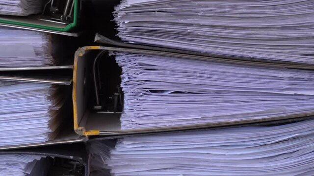 Close-up papers and files in archives of business financial documents