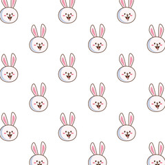 cute little rabbits funny heads characters pattern