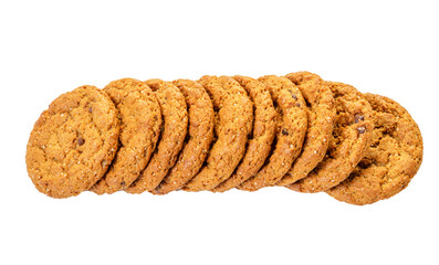 Delicious oatmeal fresh cookies with chocolate stuffing