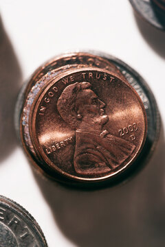 Coins: Stacks Of Various Denominations Of US Money