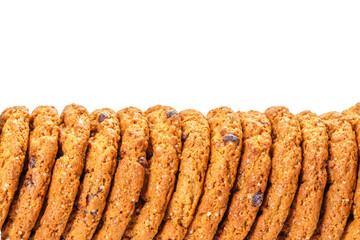 Delicious oatmeal fresh cookies with chocolate stuffing