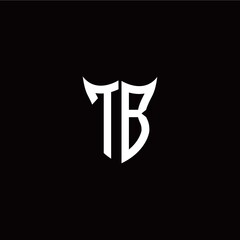 Initial T B letter with unique shield style logo template vector