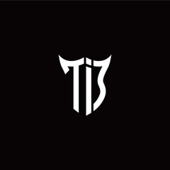 Initial T I letter with unique shield style logo template vector