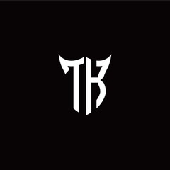 Initial T K letter with unique shield style logo template vector