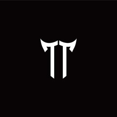 Initial T T letter with unique shield style logo template vector