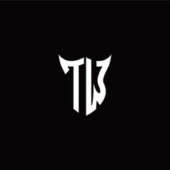 Initial T W letter with unique shield style logo template vector