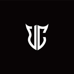 Initial U C letter with unique shield style logo template vector