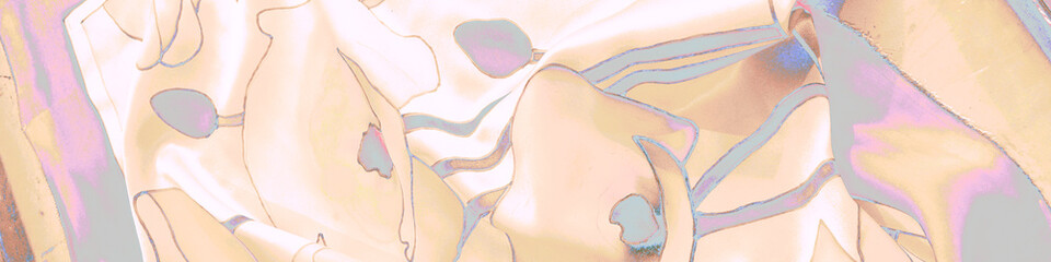 Grey Flower Artwork. Blue Tie Dye Brush. Pink