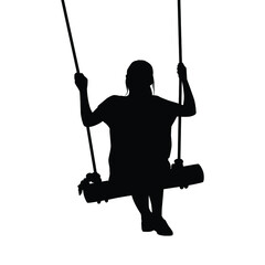 Obraz premium A girl play on the swing silhouette vector