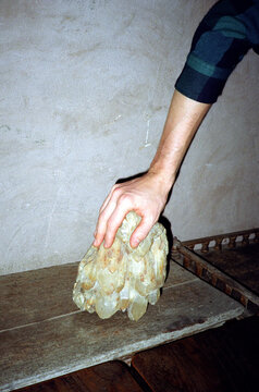 Hand on the big crystal
