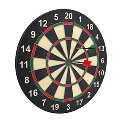 Dartboard with Darts isolated on a white background, 3D render