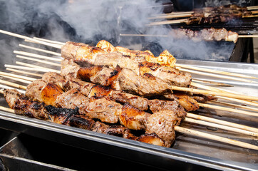 Shish kebab - flavorful pieces of meat on sticks.