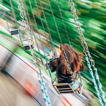 Woman in amusement park