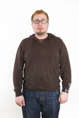 Fototapeta premium Man with glasses and brown sweatshirt