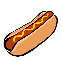 Illustration of Hot dog: Illustration like woodblock print