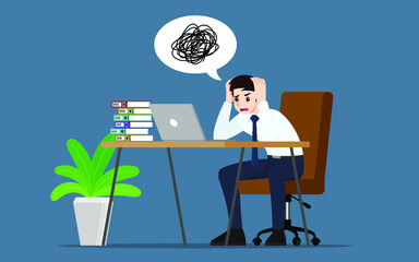 Businessman with a gestures facepalm emotion. Office people had a headache, disappointment or shame from work. Vector illustration concept design.