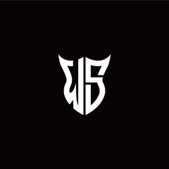 Initial W S letter with unique shield style logo template vector
