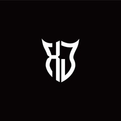 Obraz premium Initial X J letter with unique shield style logo template vector