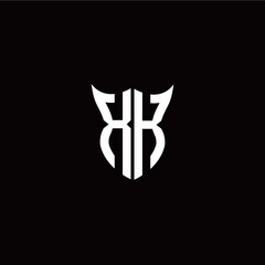 Initial X K letter with unique shield style logo template vector