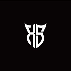 Initial X S letter with unique shield style logo template vector