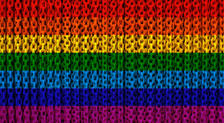Fototapeta na wymiar LGBT or rainbow flag on chain background