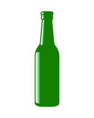Green beer bottle vector icon. Lemonade soda drink symbol. Bar or pub sign. Brewery and restaurant logo. Silhouette isolated on white background.