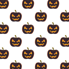 halloween pumpkins with faces pattern background