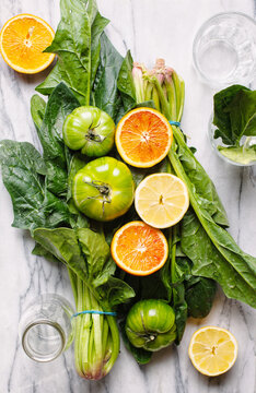 Making healthy detox drinks.