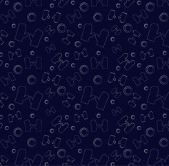 mittens on a dark background for Christmas packaging seamless pattern