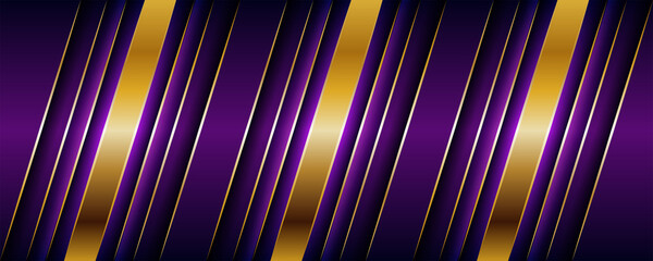 Abstract geometric luxury purple overlap layers background with golden combination