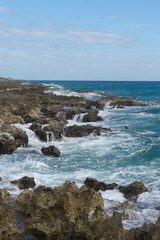waves crashing on rocks