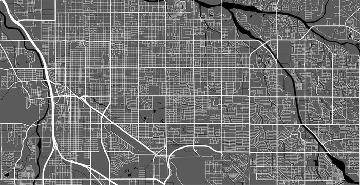 Urban city map of Tucson. Vector poster. Grayscale street map.