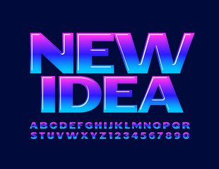 Obraz premium Vector creative logo New Idea. Colorful gradient Font. Decorative Alphabet Letters and Numbers set