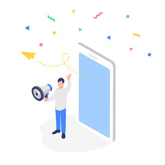 インターネットでマーケティングをするイメージイラスト