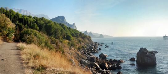 A view of the coast of the sea, Crimea, Koshka mountain