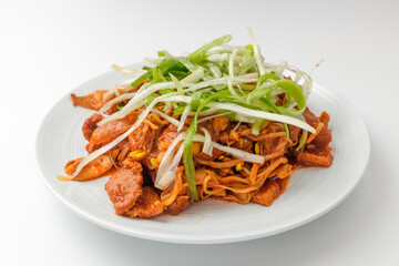 Bulgogi with bean sprouts on white background